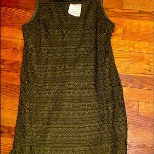 Anne Klein beautiful crochet dress, olive green, size 12